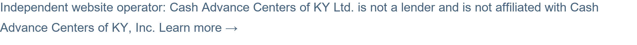 Cash Advance Centers of KY, Inc. — website notice